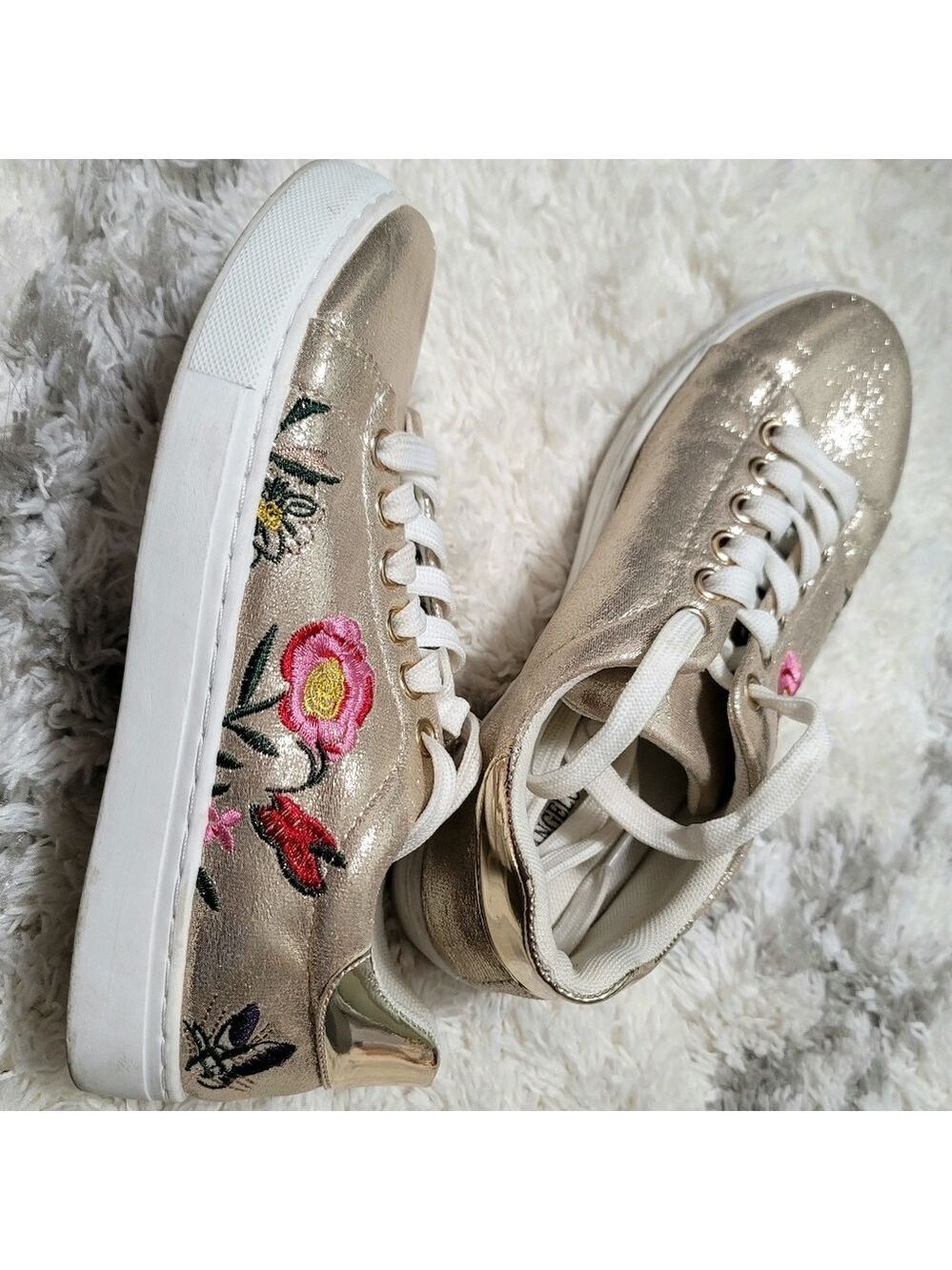 Angelo Milano Faux Leather Embroidered Sneakers Size 36